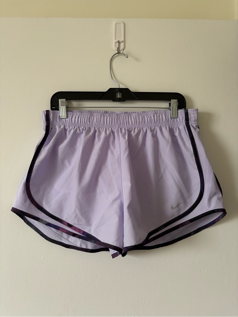 Nike Women’s Light Lavender Athletic Shorts with Dark Purple Trim